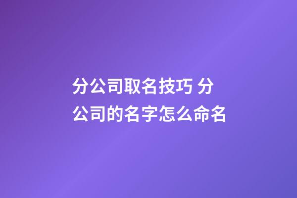 分公司取名技巧 分公司的名字怎么命名-第1張-公司起名-玄機派